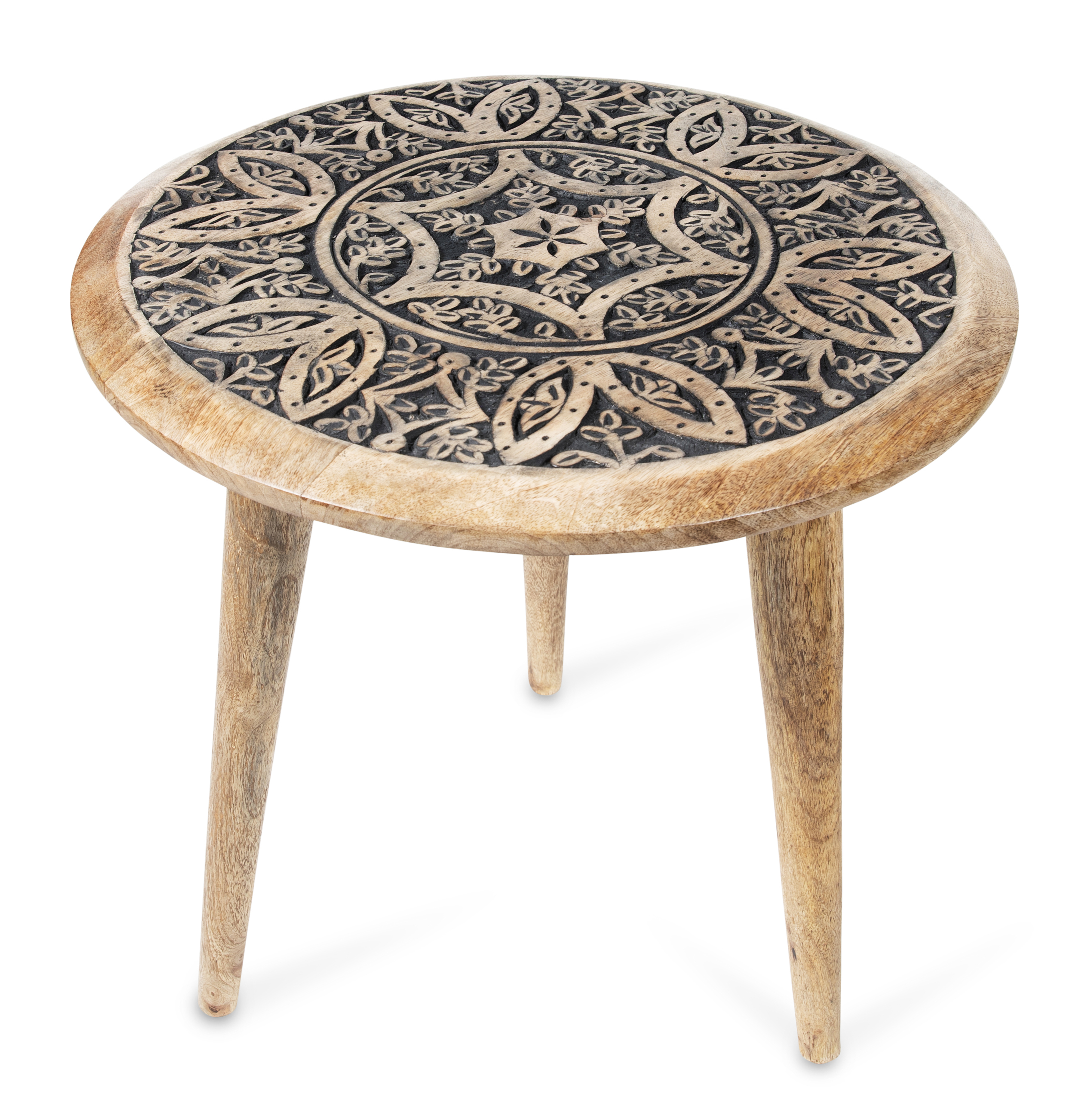 handcrafted wooden stool round wooden stool carved wooden stool solid wood stool wooden side table handmade wooden furniture India wooden stool for living room wooden furniture exporter India bulk wooden furniture supplier